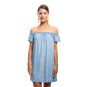 Anthropologie Chambray Off the Shoulder Dress
